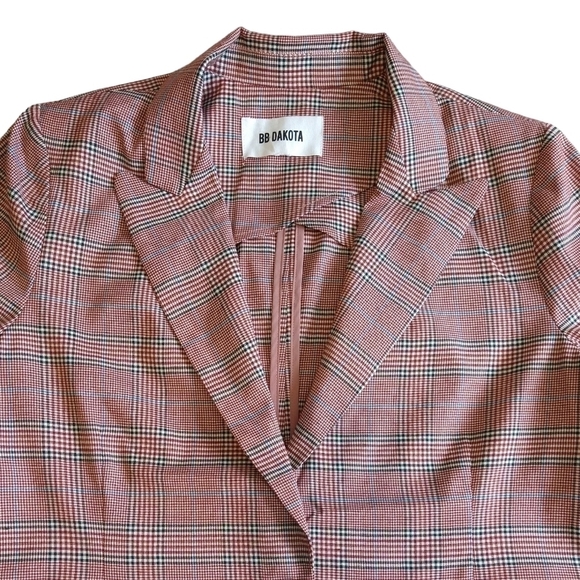 BB Dakota Just Checking In Red Plaid Blazer Lightweight Career Preppy - Picture 5 of 10